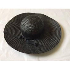 NEIMAN MARCUS SUN HAT BLACK STRAW SUMMER CAP WITH BOW CASUAL ONE SIZE  eb-29114717